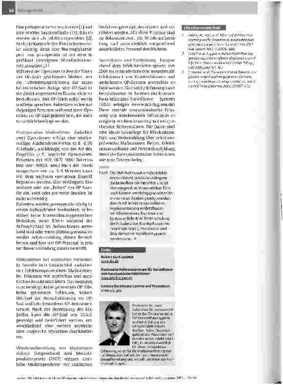 Vorschauseite 3: Infektionskontrolle im OperationssaalNosokomiale Infektionen vermeiden