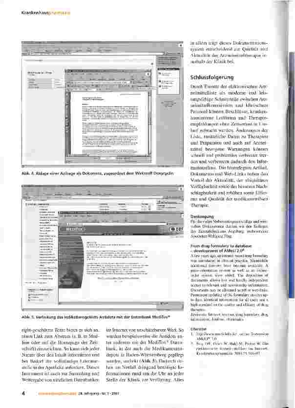 Vorschauseite 4: Von der Arzneimittelliste zur Klinik internen Arzneimittel-Datenbank