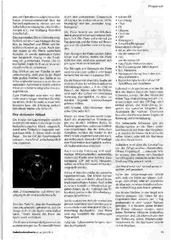 Vorschauseite 2: Perioperative Betreuung von Kindern mit Lippen-Kiefer-Gaumenspalten