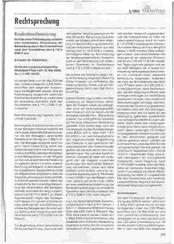 Vorschauseite 1: Krankenhausfinanzierung