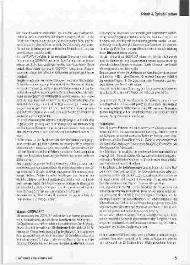 Vorschauseite 5: Die Anwendung von COGPACK® in der ArbeitstherapieKonzept der Rehabilitationsklinik Schloss Bad Buchau