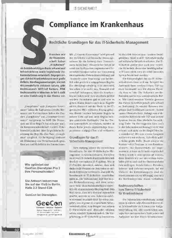 Vorschauseite 1: Compliance im Krankenhaus