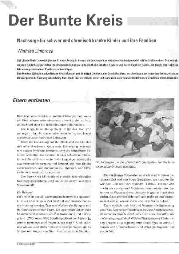 Vorschauseite 1: Der Bunte Kreis - Nachsorge für schwer und chronisch kranke Kinder und ihre Familien