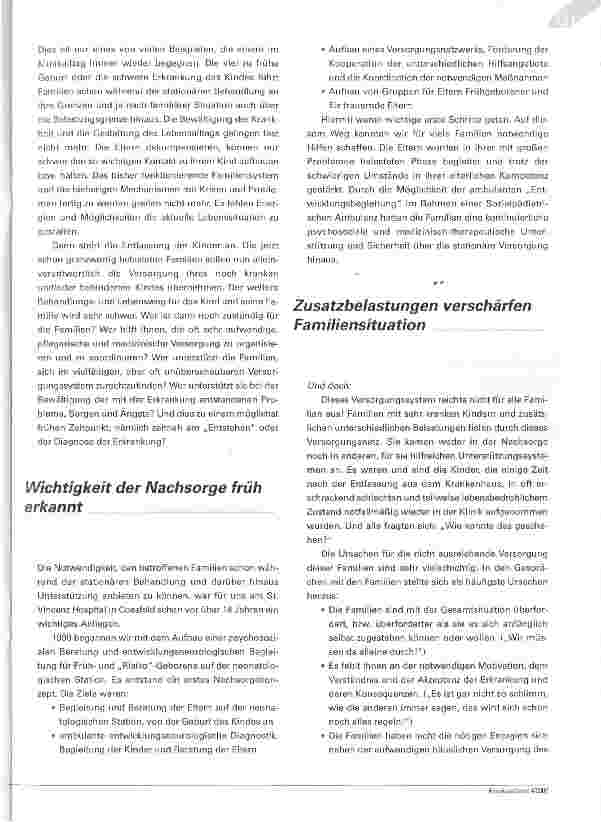 Vorschauseite 2: Der Bunte Kreis - Nachsorge für schwer und chronisch kranke Kinder und ihre Familien
