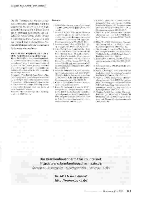 Vorschauseite 5: Der ArztbriefEine Analyse zur Entlassungsmedikation