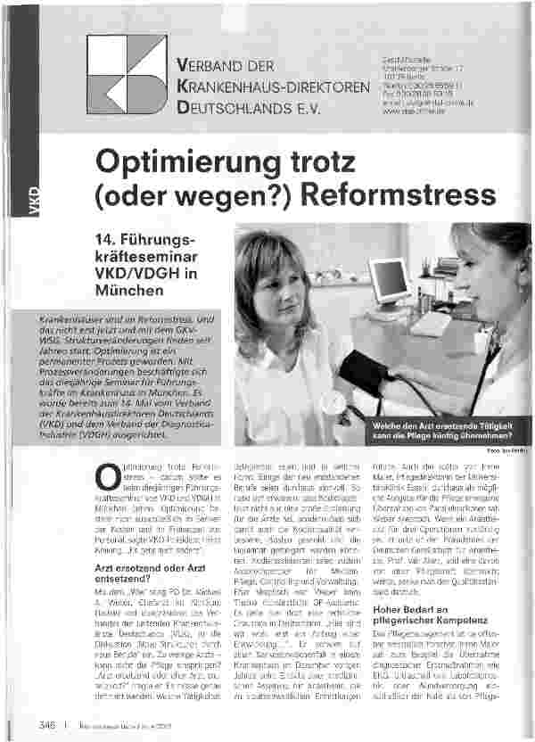 Vorschauseite 1: Optimierung trotz (oder wegen?) Reformstress
