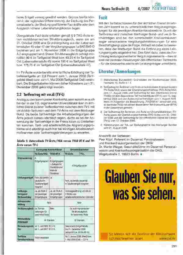Vorschauseite 4: Neues Tarifrecht für KrankenhausärzteTeil 1: Vergütungsregelungen