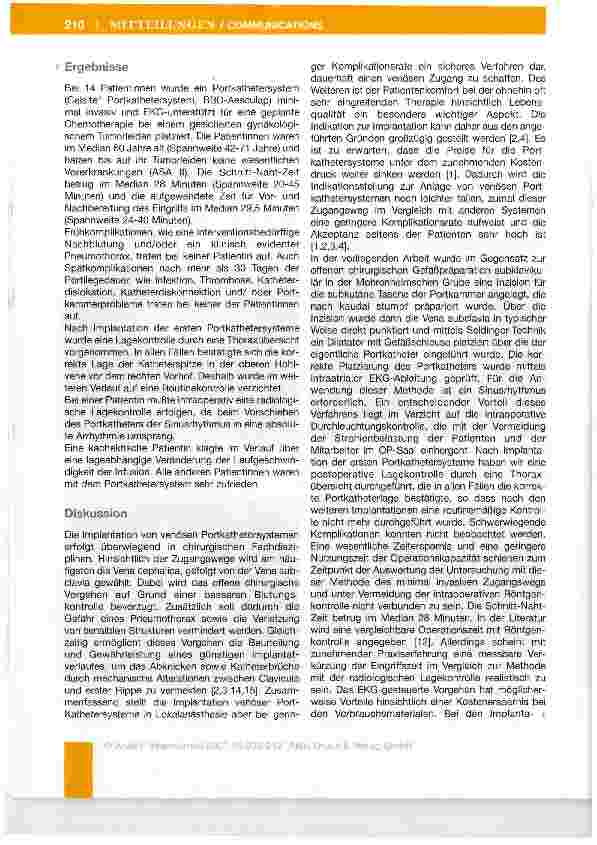 Vorschauseite 3: Minimal invasive und EKG-unterstützte Platzierung eines venösen Portkathetersystems