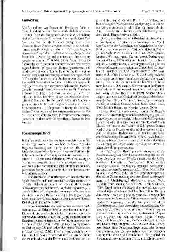 Vorschauseite 2: Belastungen und Bewältigungsstrategien von Frauen mit Brustkrebs in der Phase der chirurgischen Primärtherapie -die Sicht der Pflegenden