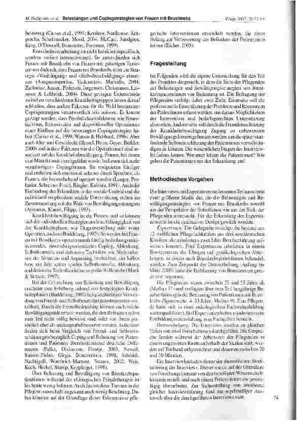 Vorschauseite 3: Belastungen und Bewältigungsstrategien von Frauen mit Brustkrebs in der Phase der chirurgischen Primärtherapie -die Sicht der Pflegenden