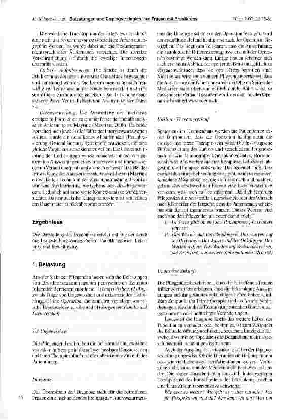 Vorschauseite 4: Belastungen und Bewältigungsstrategien von Frauen mit Brustkrebs in der Phase der chirurgischen Primärtherapie -die Sicht der Pflegenden