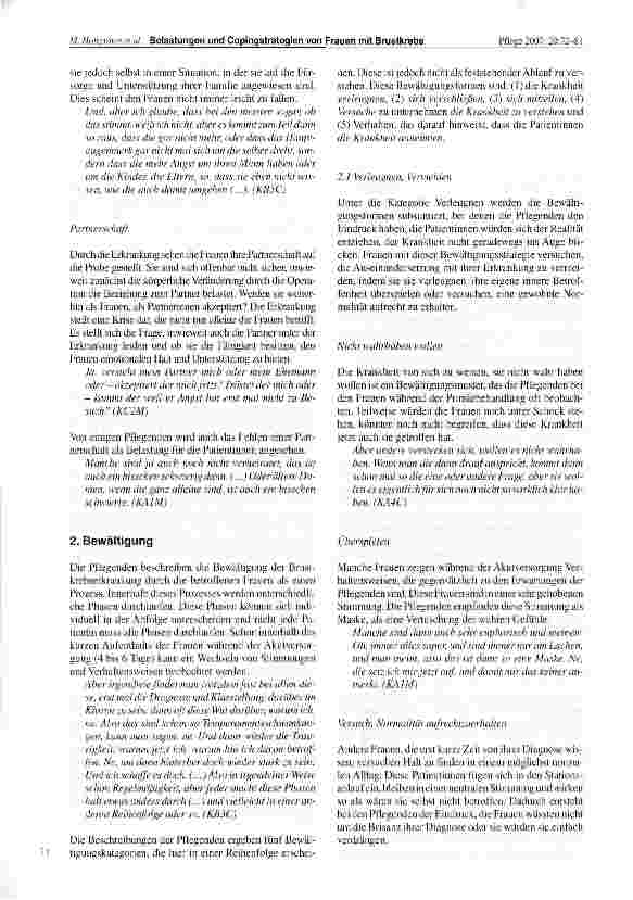 Vorschauseite 6: Belastungen und Bewältigungsstrategien von Frauen mit Brustkrebs in der Phase der chirurgischen Primärtherapie -die Sicht der Pflegenden