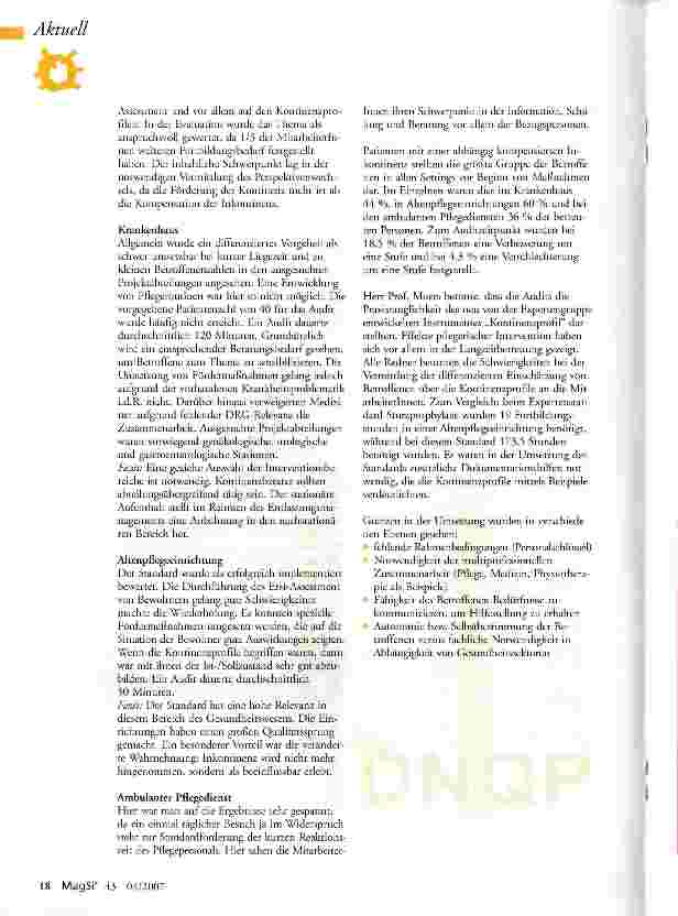 Vorschauseite 2: Förderung der Harnkontinenz in der Pflege - DNQP-Workshop in Berlin