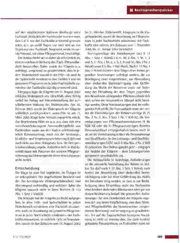 Vorschauseite 2: Fachkraftquote in einem Pflegeheim