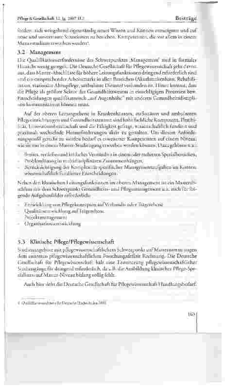 Vorschauseite 4: Positionspapier der Deutschen Gesellschaft für Pflegewissenschaft zu ausgewählten Aspekten der Umstrukturierung von pflegebezogenen Studiengängen zu Bachelorund Masterstudienangeb…