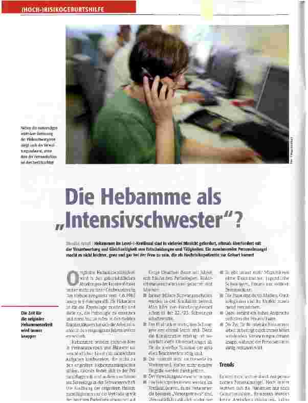 Vorschauseite 1: Die Hebamme als Intensivschwester?