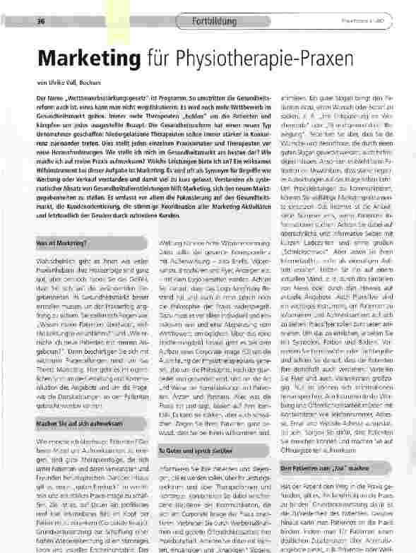 Vorschauseite 1: Marketing für Physiotherapie-Praxen