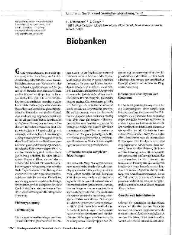 Vorschauseite 1: Biobanken