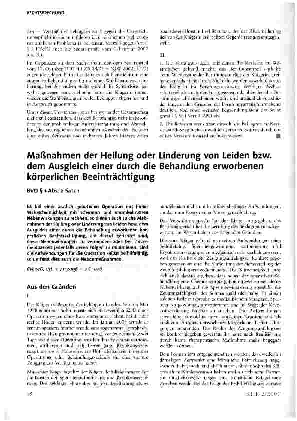 Vorschauseite 3: Arzt muss dem Patienten Honorarleistungen nicht zurückerstatten, wenn dieser Wahlleistungen über einen längeren Zeitraum unbeanstandet in Anspruch genommen hat