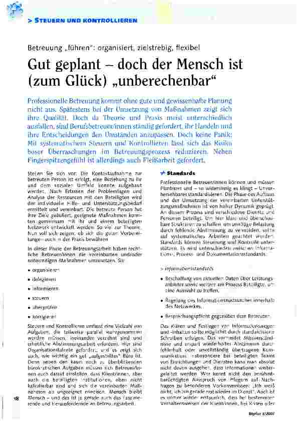 Vorschauseite 1: Gut geplant - doch der Mensch ist (zum Glück) unberechenbar