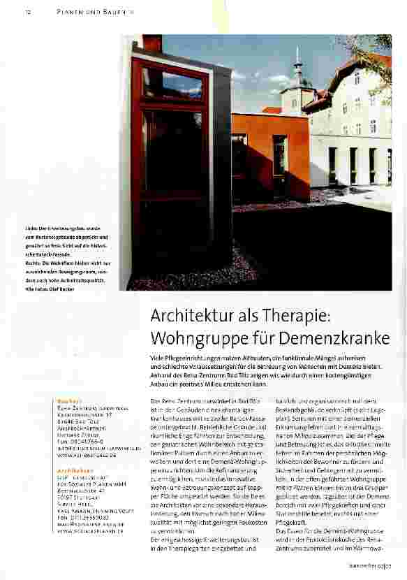 Vorschauseite 1: Architektur als Therapie: Wohngruppe für Demenzkranke