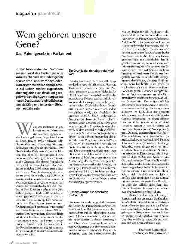 Vorschauseite 1: Wem gehören unsere Gene?