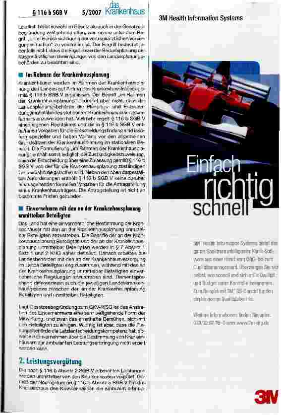 Vorschauseite 3: Positionen der DKG zur Umsetzung des § 116 b SGB V nach In-Kraft-Treten des GKV-WSG