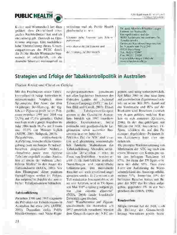 Vorschauseite 3: Die internationale Rahmenkonvention zur Tabakkontrolle und ihre Folgen für Deutschland