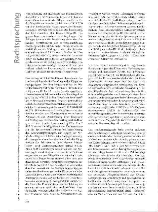 Vorschauseite 2: Gemeinsamer Bundesausschuss kann abschließendes Leistungsverzeichnis in einer Krankenpflege-RL festlegen