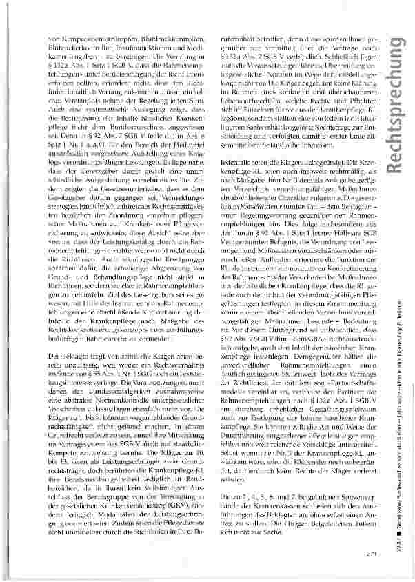 Vorschauseite 3: Gemeinsamer Bundesausschuss kann abschließendes Leistungsverzeichnis in einer Krankenpflege-RL festlegen