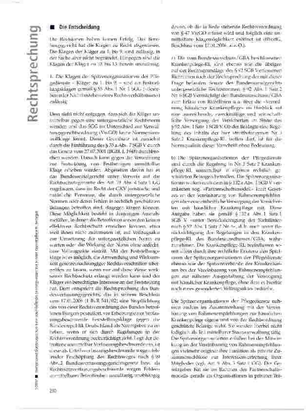 Vorschauseite 4: Gemeinsamer Bundesausschuss kann abschließendes Leistungsverzeichnis in einer Krankenpflege-RL festlegen