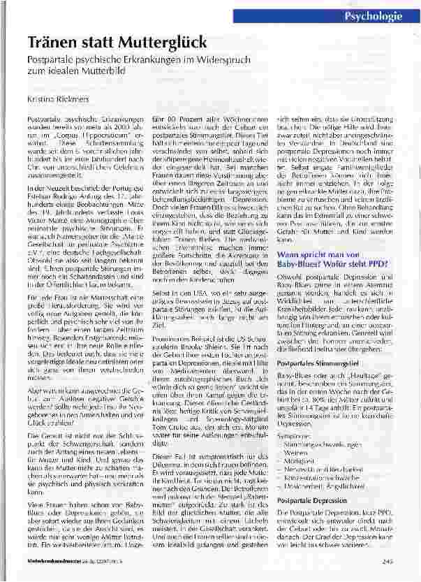 Vorschauseite 1: Tränen statt Mutterglück