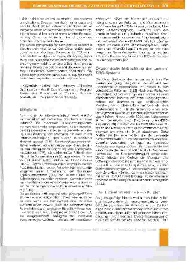Vorschauseite 2: Optimierung klinischer Behandlungspfade durchRegionalanästhesieverfahren