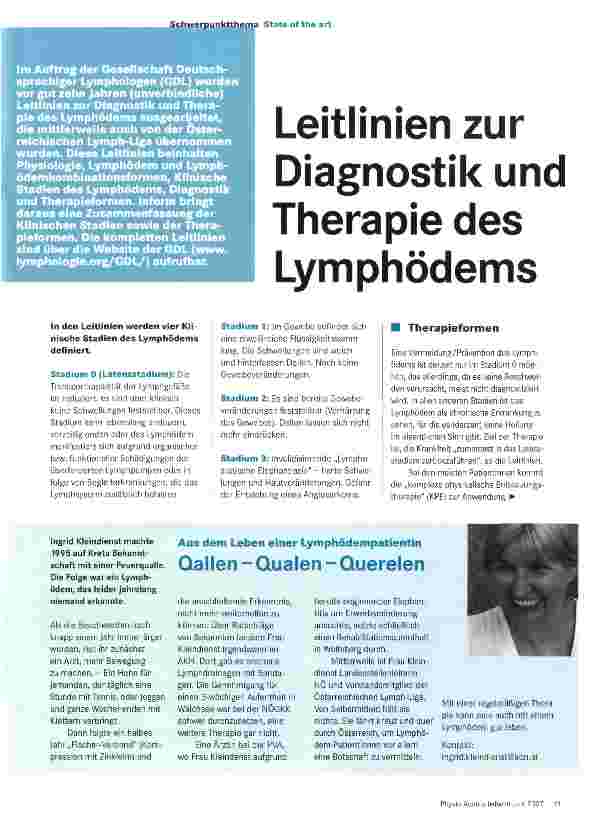 Vorschauseite 1: Leitlinien zur Diagnostik und Therapie des Lymphödems