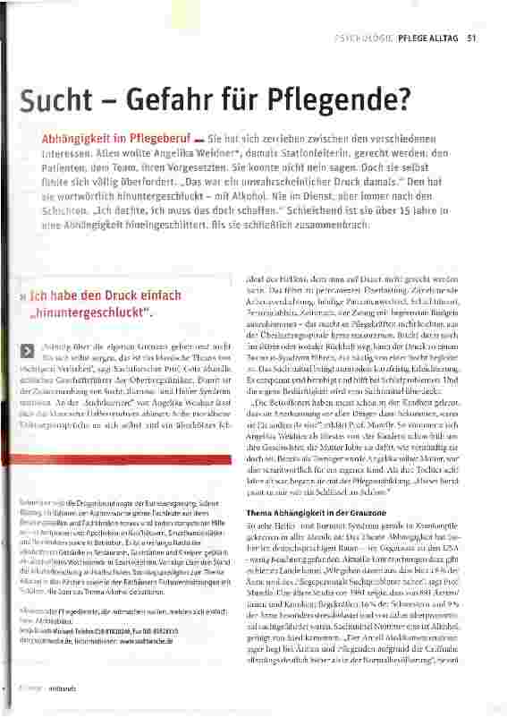 Vorschauseite 2: Sucht - Gefahr für Pflegende?