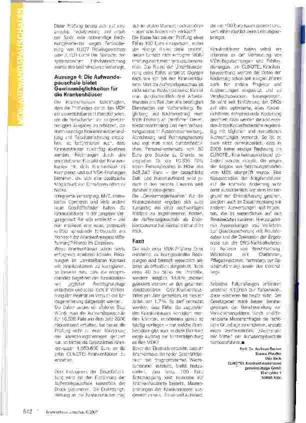 Vorschauseite 4: MDK-Aufwandspauschale - Fakten versus Phantasie