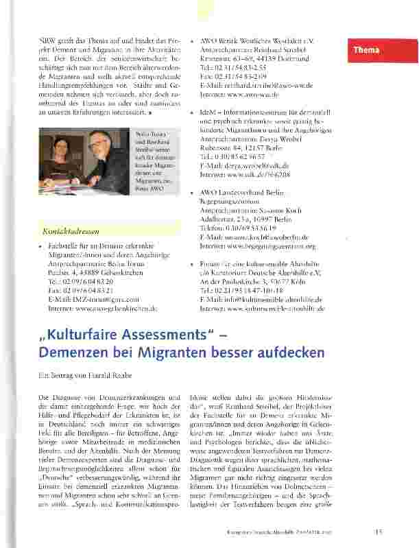Vorschauseite 1: Kulturfaire Assessments - Demenzen bei Migranten besser aufdecken