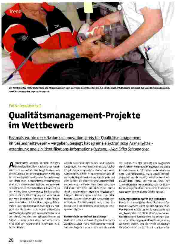 Vorschauseite 1: Qualitätsmanagement-Projekte im Wettbewerb