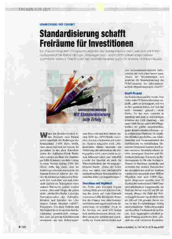 Vorschauseite 1: Standardisierung schafft Freiräume für Investitionen