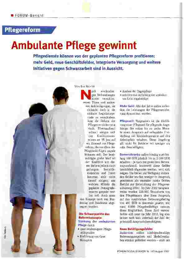 Vorschauseite 1: Ambulante Pflege gewinnt