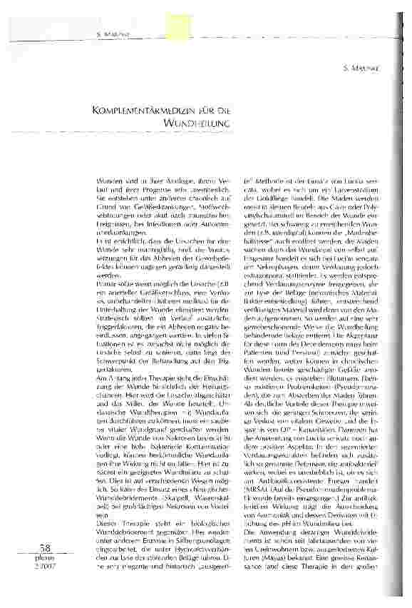 Vorschauseite 1: Komplementärmedizin für die Wundheilung