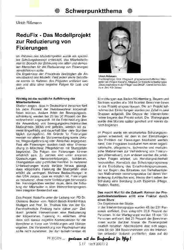 Vorschauseite 1: ReduFix - Das Modellprojekt zur Reduzierung von Fixierungen