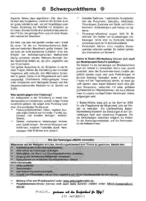 Vorschauseite 3: ReduFix - Das Modellprojekt zur Reduzierung von Fixierungen