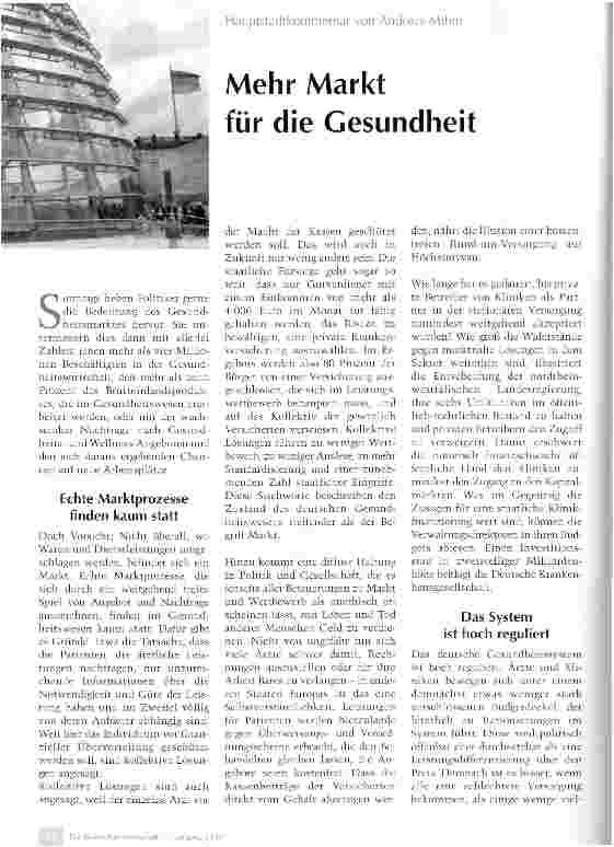 Vorschauseite 1: Mehr Markt für die Gesundheit