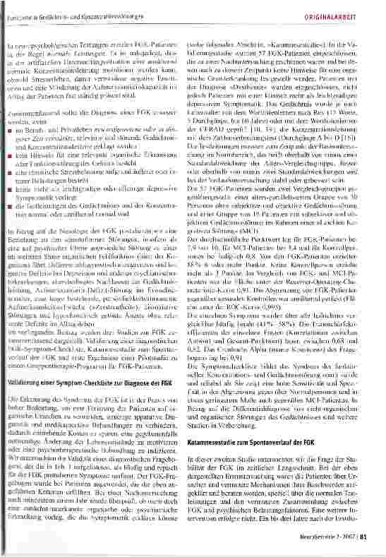 Vorschauseite 3: Funktionelle Gedächtnisund Konzentrationsstörungen