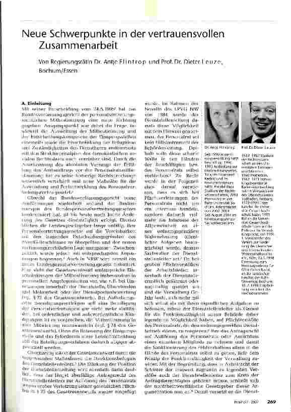 Vorschauseite 1: Neue Schwerpunkte in der vertrauensvollen Zusammenarbeit