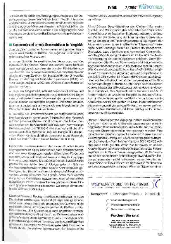 Vorschauseite 2: Zukunft der kommunalen Krankenhäuser