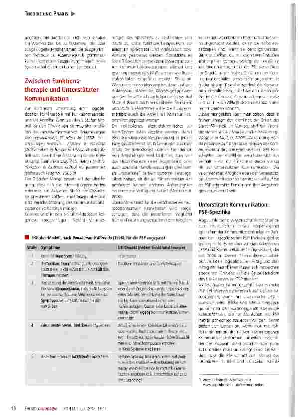 Vorschauseite 3: Zum Erhalt der Kommunikationsfähigkeit bei progressiven neurodegenerativen Erkrankungen am Beispiel der PSP