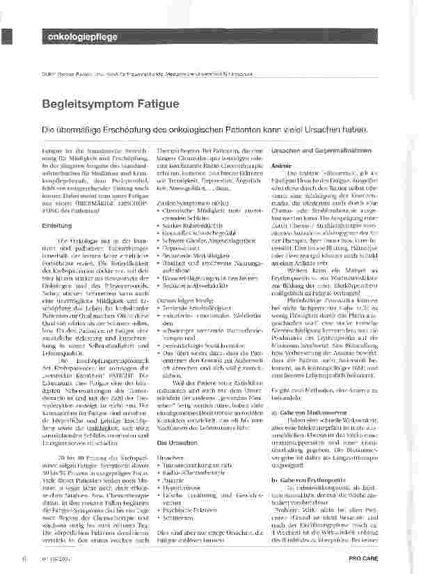 Vorschauseite 1: Begleitsymptom Fatigue