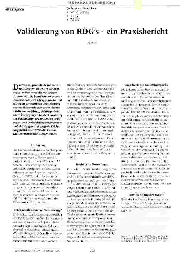 Vorschauseite 1: Validierung von RDGs - ein Praxisbericht